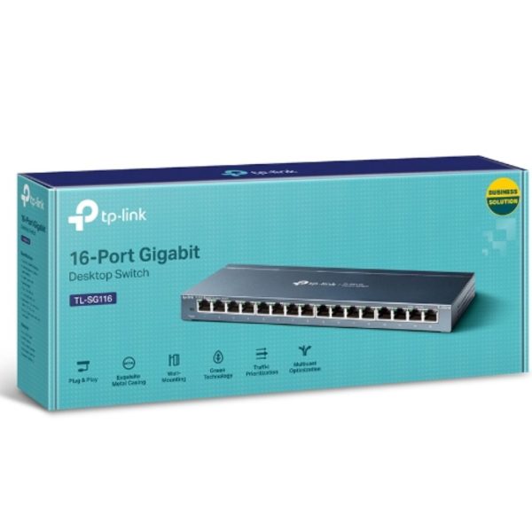 TP-Link TL-SG116 16-Port Gigabit Unmanaged Desktop/Wall Mounting Switch