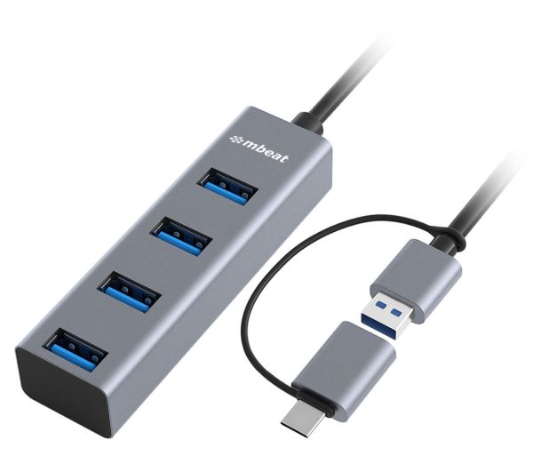 mbeat® 4-Port USB 3.0 Hub with 2-in-1 USB 3.0 & USB-C Converter